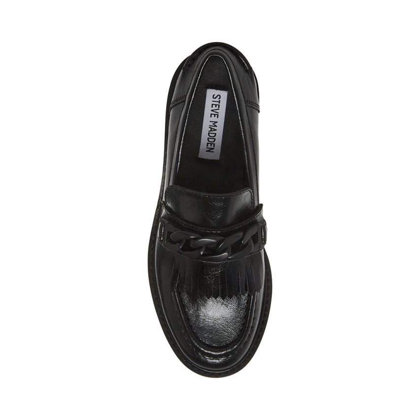 Black Steve Madden Malory Leather Women's Loafers | PH 9874FP16